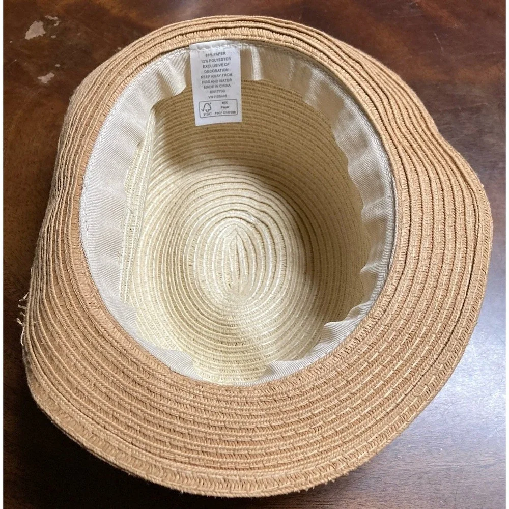Boys Paper/ Polyester Fedora Hat With Blue & White Band